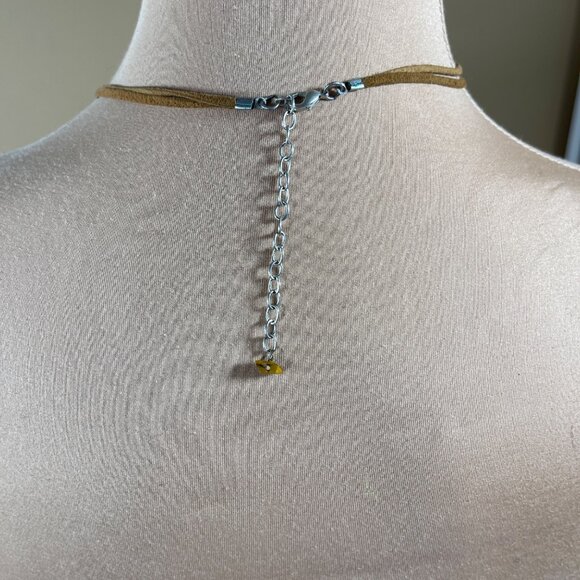 3 Strand Pebble Stone Necklace Choker Leather Silver Tone Brown - Picture 5 of 6